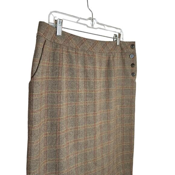 Pendleton Virgin Wool Tiny Houndstooth Plaid Knee Length Straight Skirt Size 14 - Picture 2 of 7